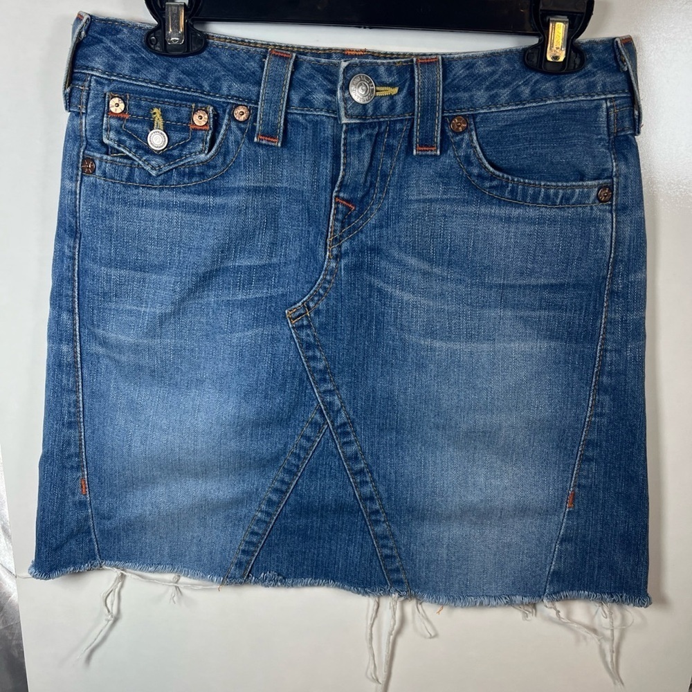 True Religion Blue Denim Pencil Skirt A0378